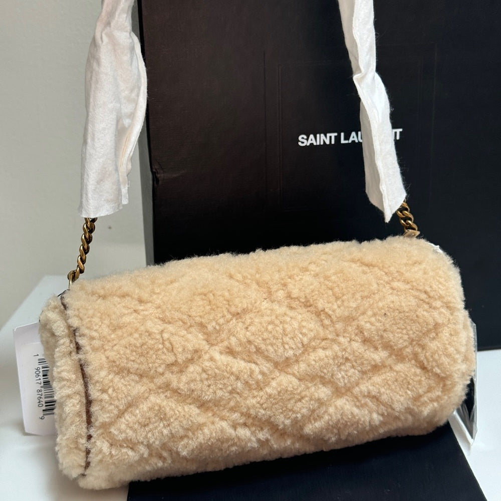 Saint Laurent Sade Mini Tube Shearling Shoulder Bag