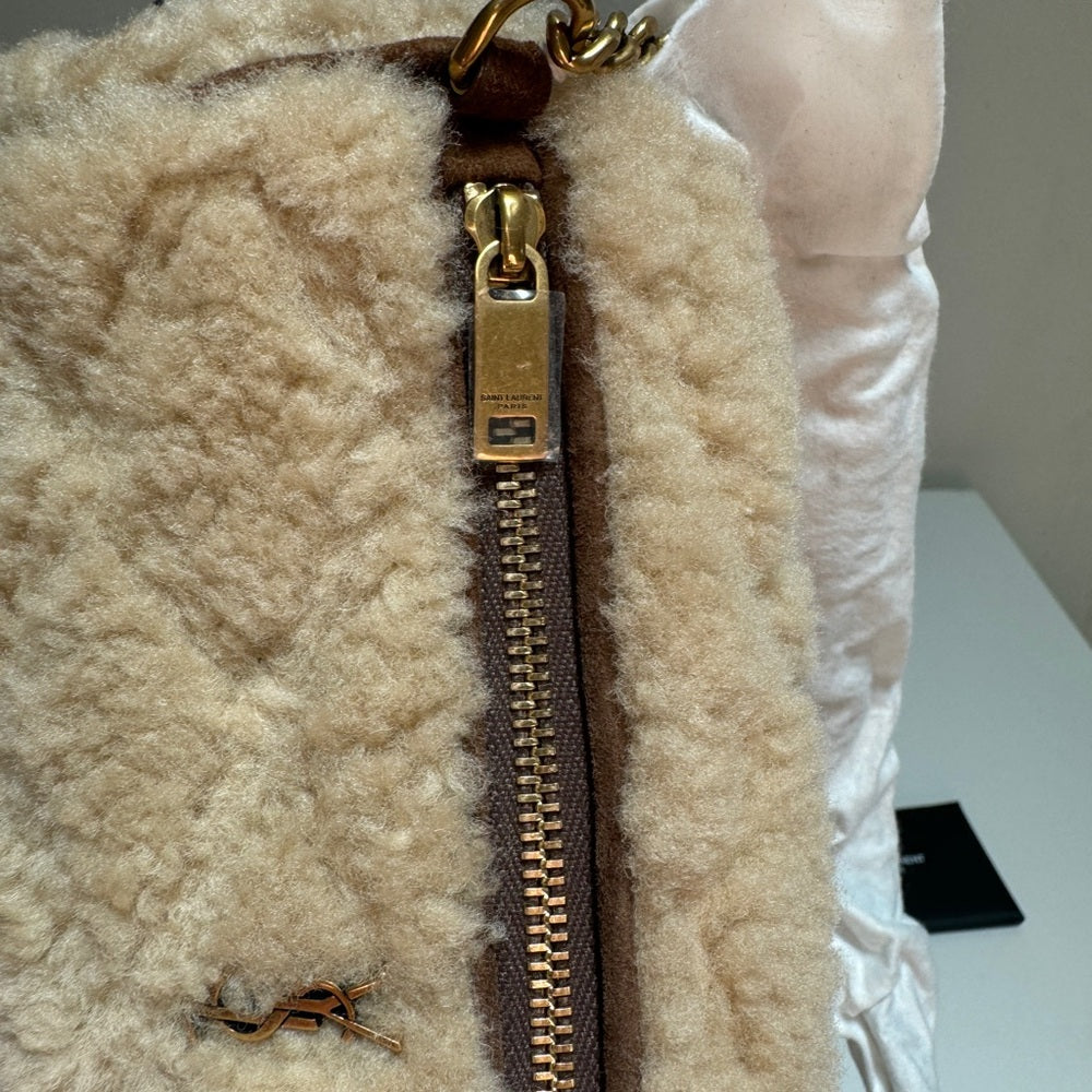 Saint Laurent Sade Mini Tube Shearling Shoulder Bag
