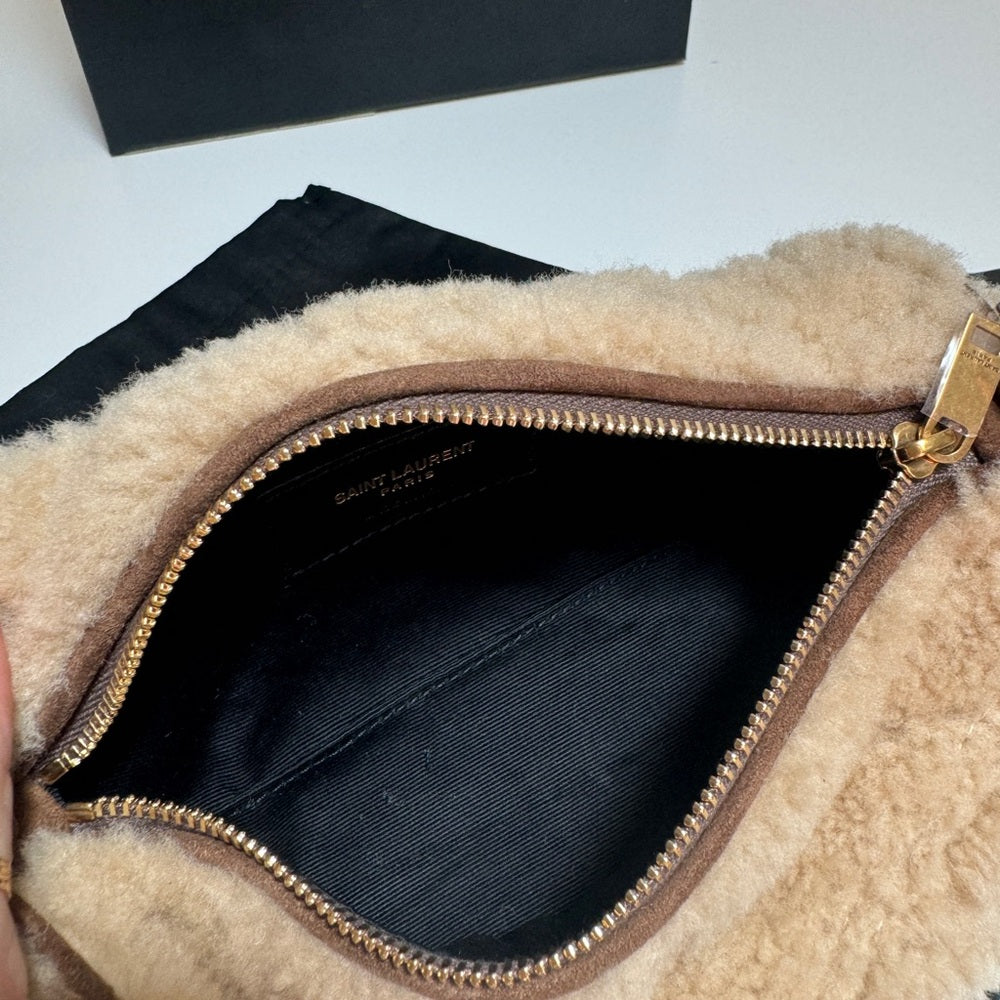 Saint Laurent Sade Mini Tube Shearling Shoulder Bag