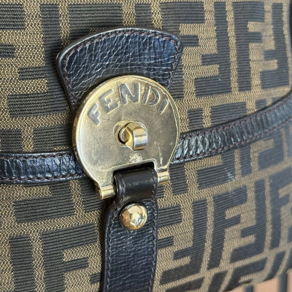 Fendi Chef Zip Crossbody Bag Zucca Canvas