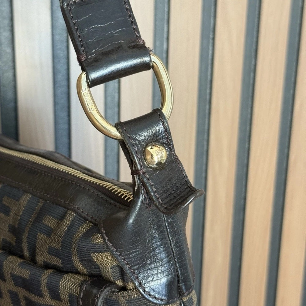 Fendi Chef Zip Crossbody Bag Zucca Canvas