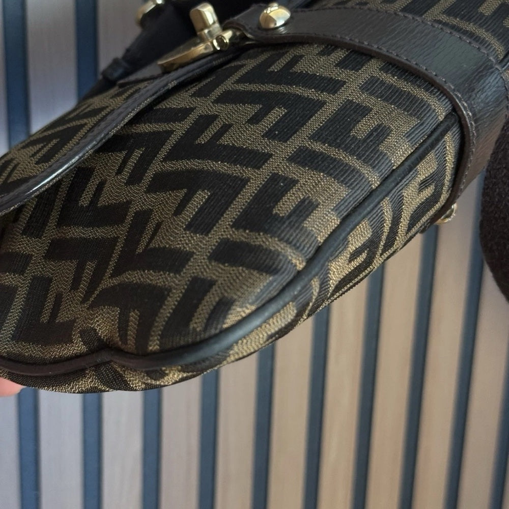 Fendi Chef Zip Crossbody Bag Zucca Canvas