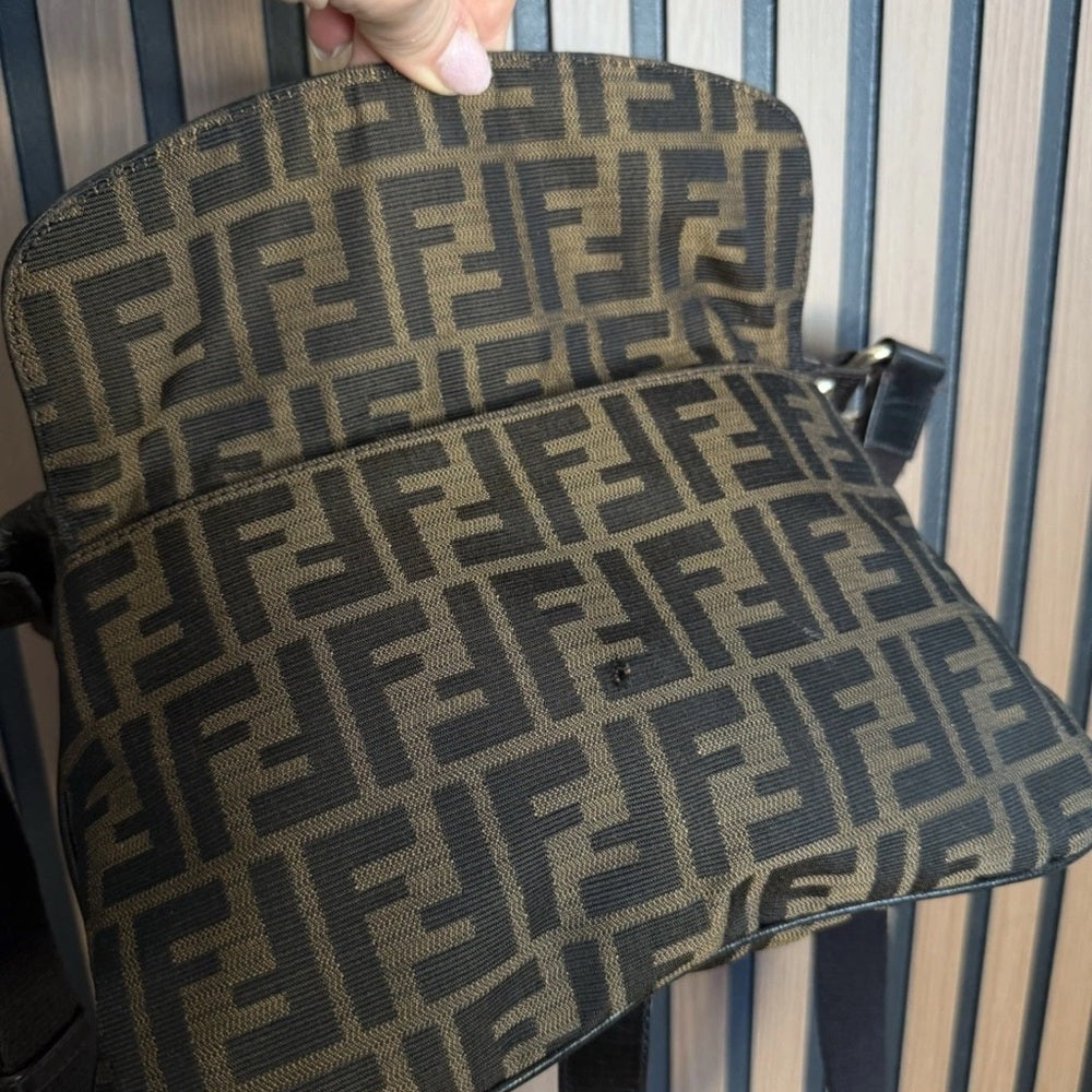 Fendi Chef Zip Crossbody Bag Zucca Canvas