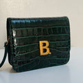 Balenciaga Croc-Embossed B. Shoulder Bag