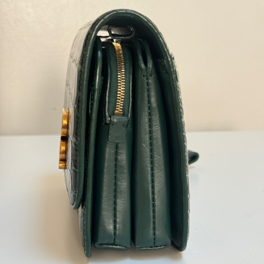 Balenciaga Croc-Embossed B. Shoulder Bag