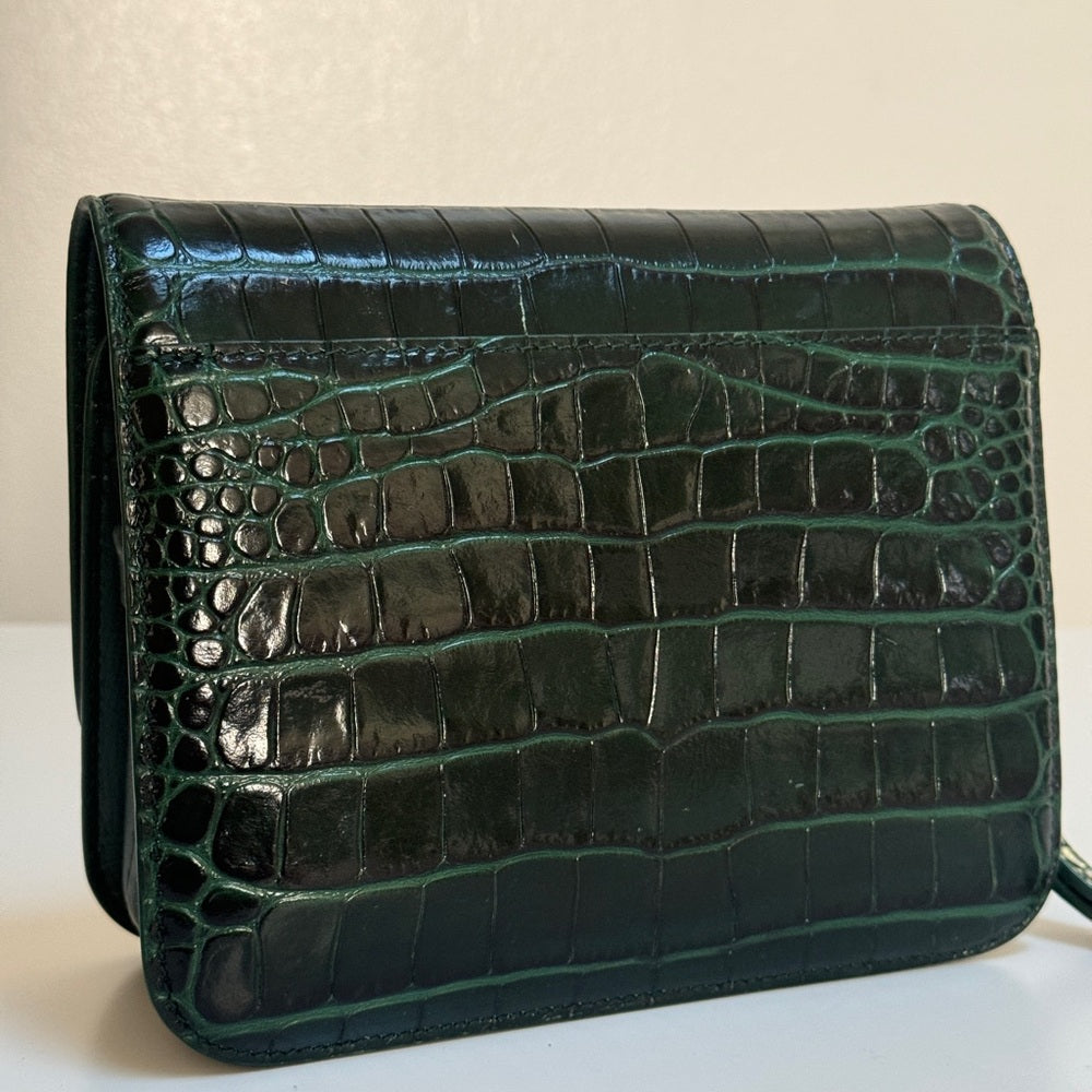 Balenciaga Croc-Embossed B. Shoulder Bag