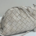 Bottega Veneta Mini Intrecciato Leather Pouch Clutch White