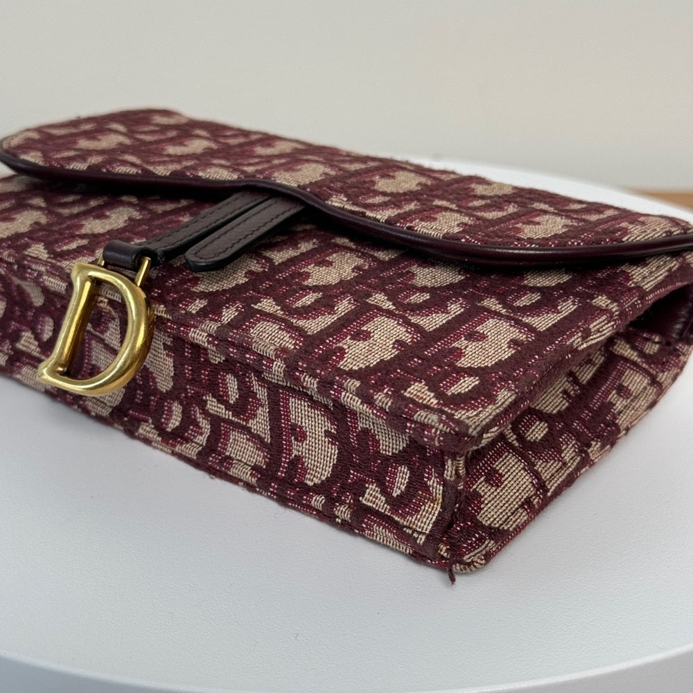 DIOR Oblique Saddle Belt Bag Bordeaux Red