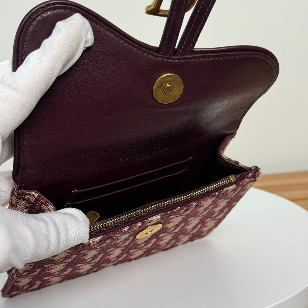 DIOR Oblique Saddle Belt Bag Bordeaux Red