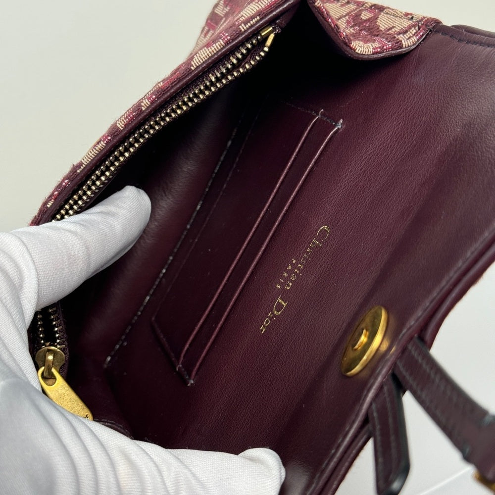 DIOR Oblique Saddle Belt Bag Bordeaux Red