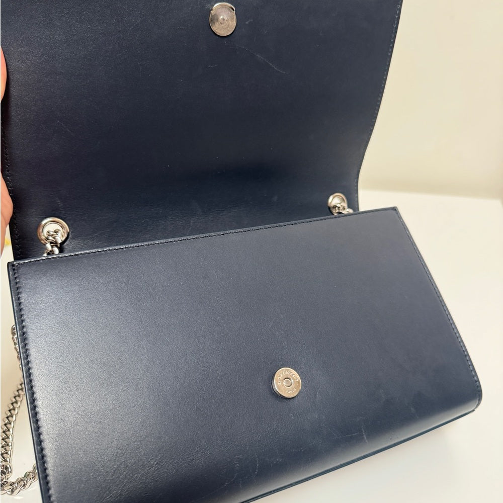 Saint Laurent Kate Medium Tassel Blue Leather Shoulder Bag