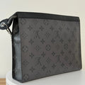 LOUIS VUITTON Monogram Eclipse Pochette Voyage Clutch Bag W/ Coin Pouch