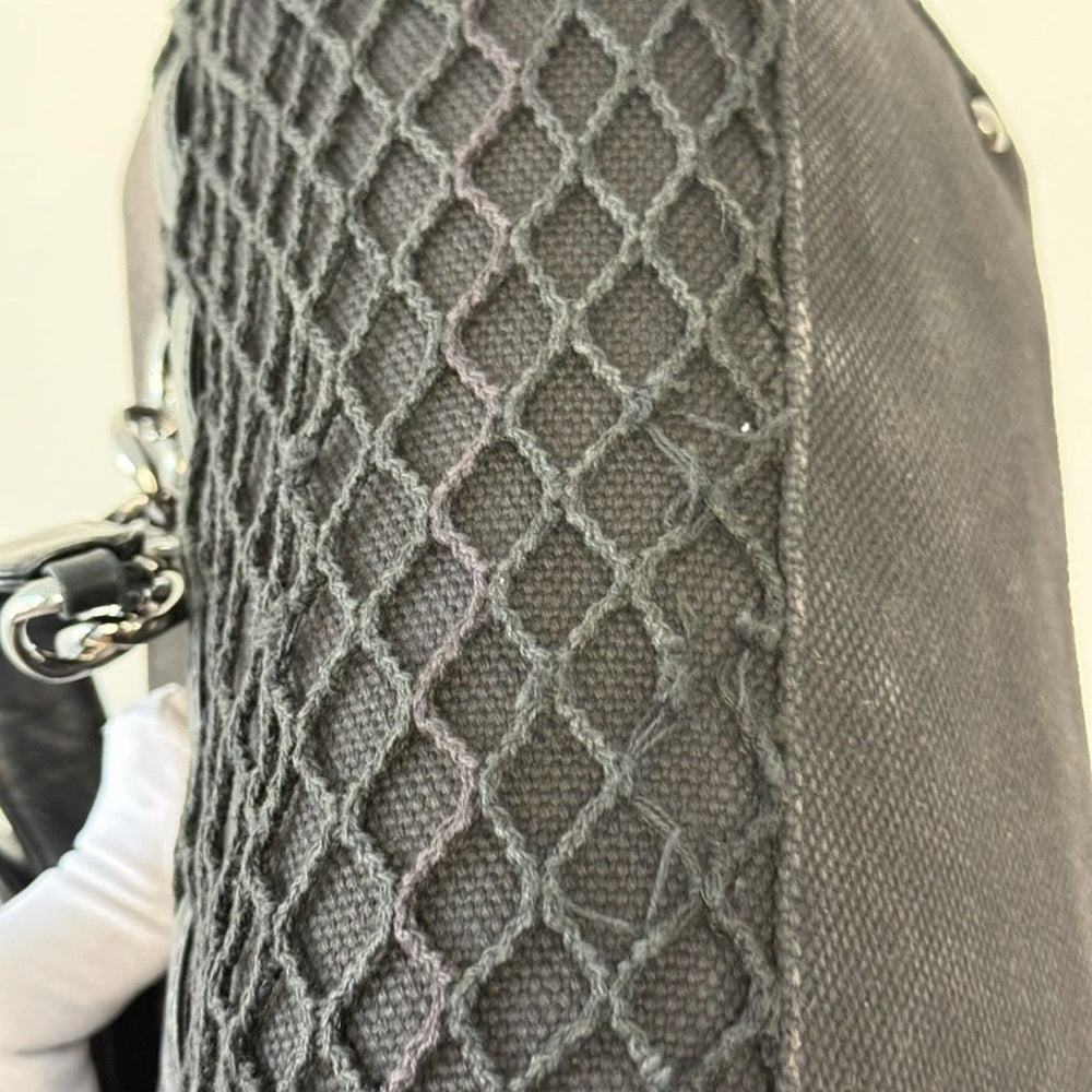 Chanel Chanel Black Choco Bar Leather and Canvas Mesh CC Bag