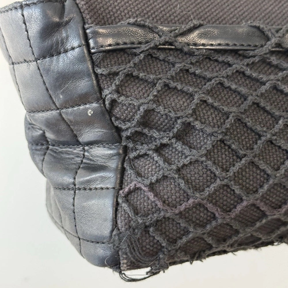 Chanel Chanel Black Choco Bar Leather and Canvas Mesh CC Bag