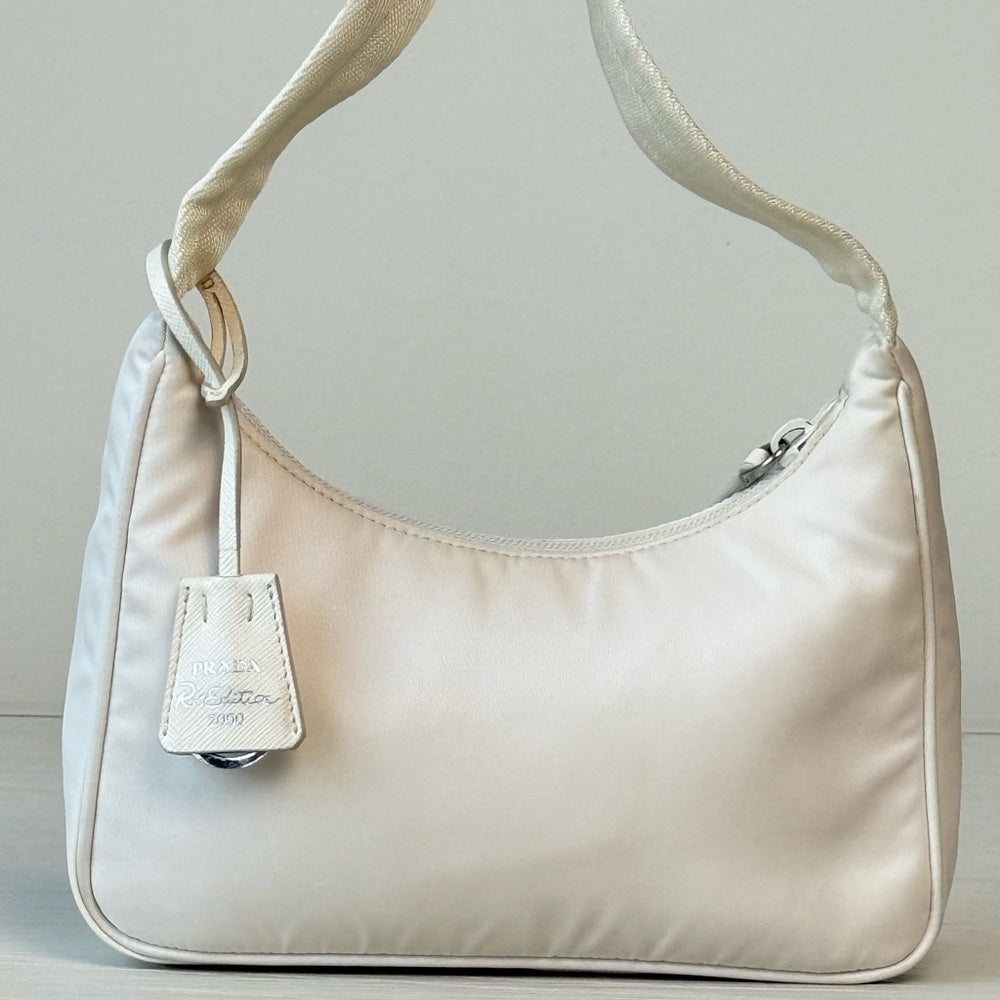 PRADA Tessuto Nylon Mini Re-Edition 2000 Bag White