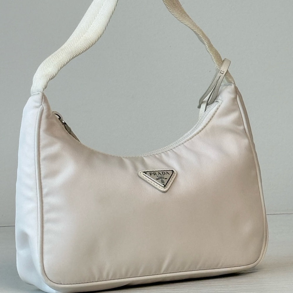 PRADA Tessuto Nylon Mini Re-Edition 2000 Bag White