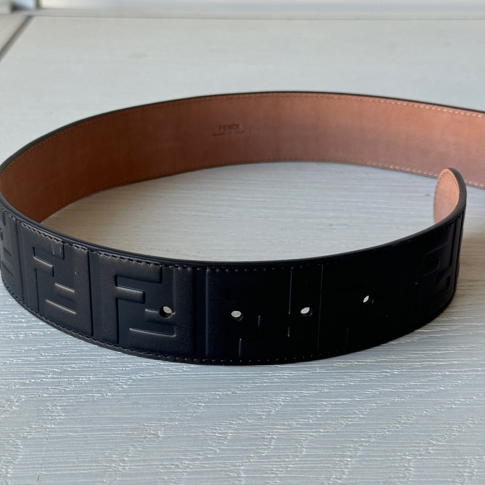 Fendi Belt Calfskin F is Fendi FF 1974 Embossed 70/28 Black