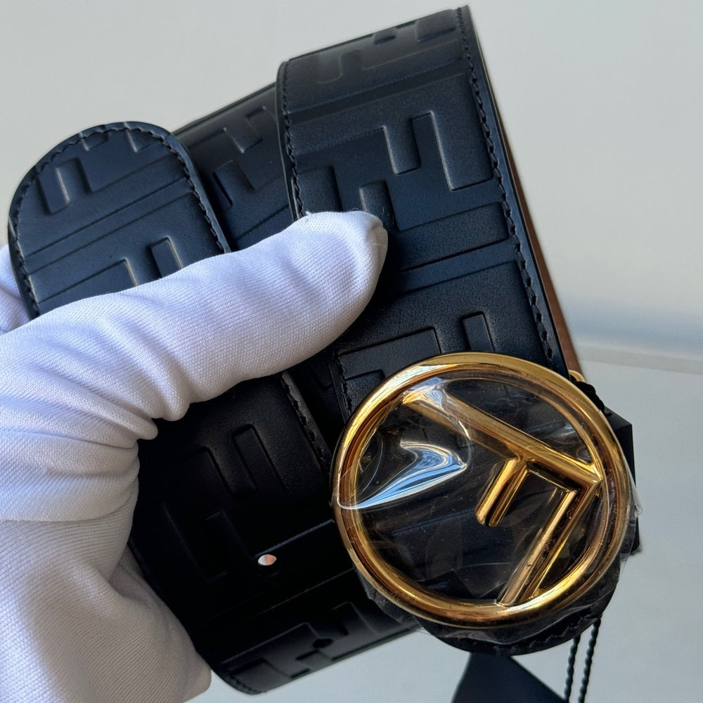 Fendi Belt Calfskin F is Fendi FF 1974 Embossed 70/28 Black