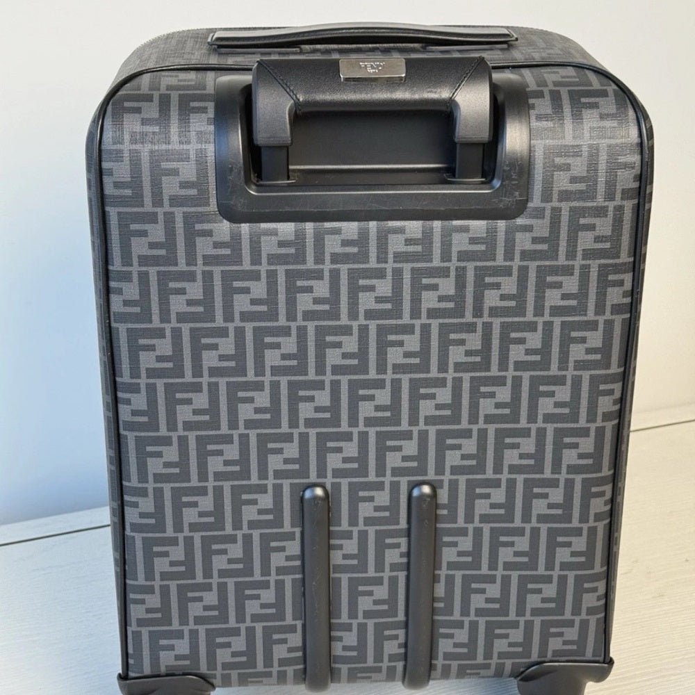 Fendi Luggage Suitcase FF Gray Canvas