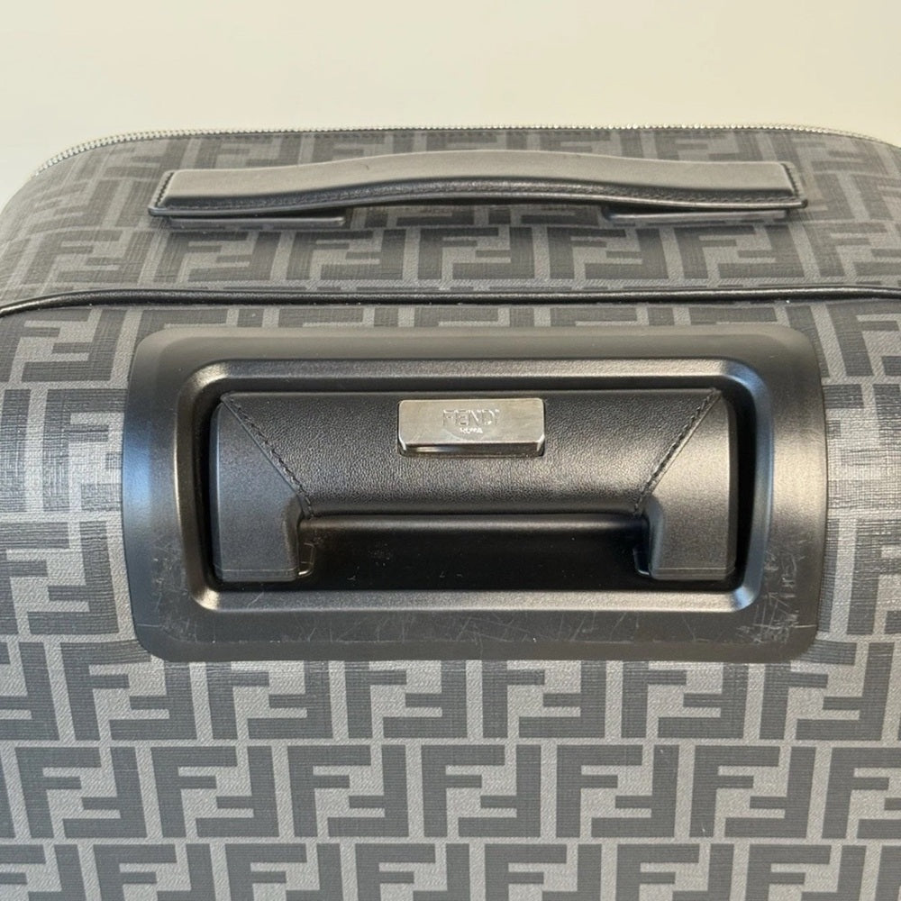Fendi Luggage Suitcase FF Gray Canvas