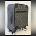 Fendi Luggage Suitcase FF Gray Canvas