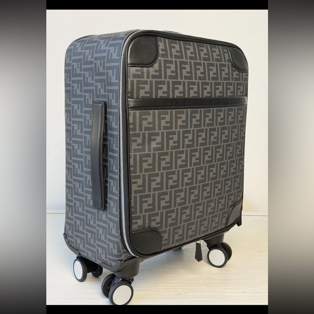Fendi Luggage Suitcase FF Gray Canvas