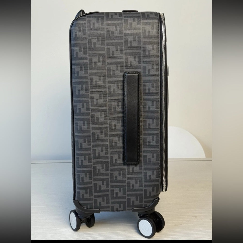 Fendi Luggage Suitcase FF Gray Canvas