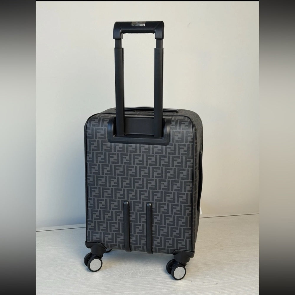 Fendi Luggage Suitcase FF Gray Canvas