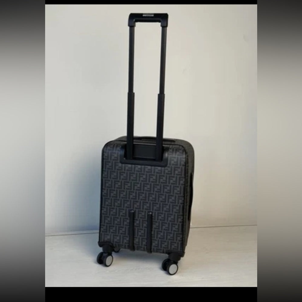 Fendi Luggage Suitcase FF Gray Canvas