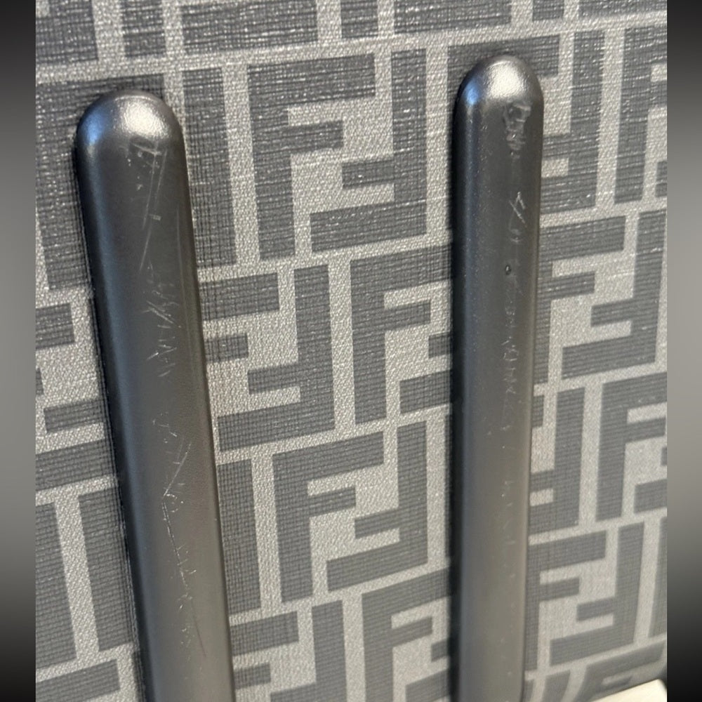 Fendi Luggage Suitcase FF Gray Canvas