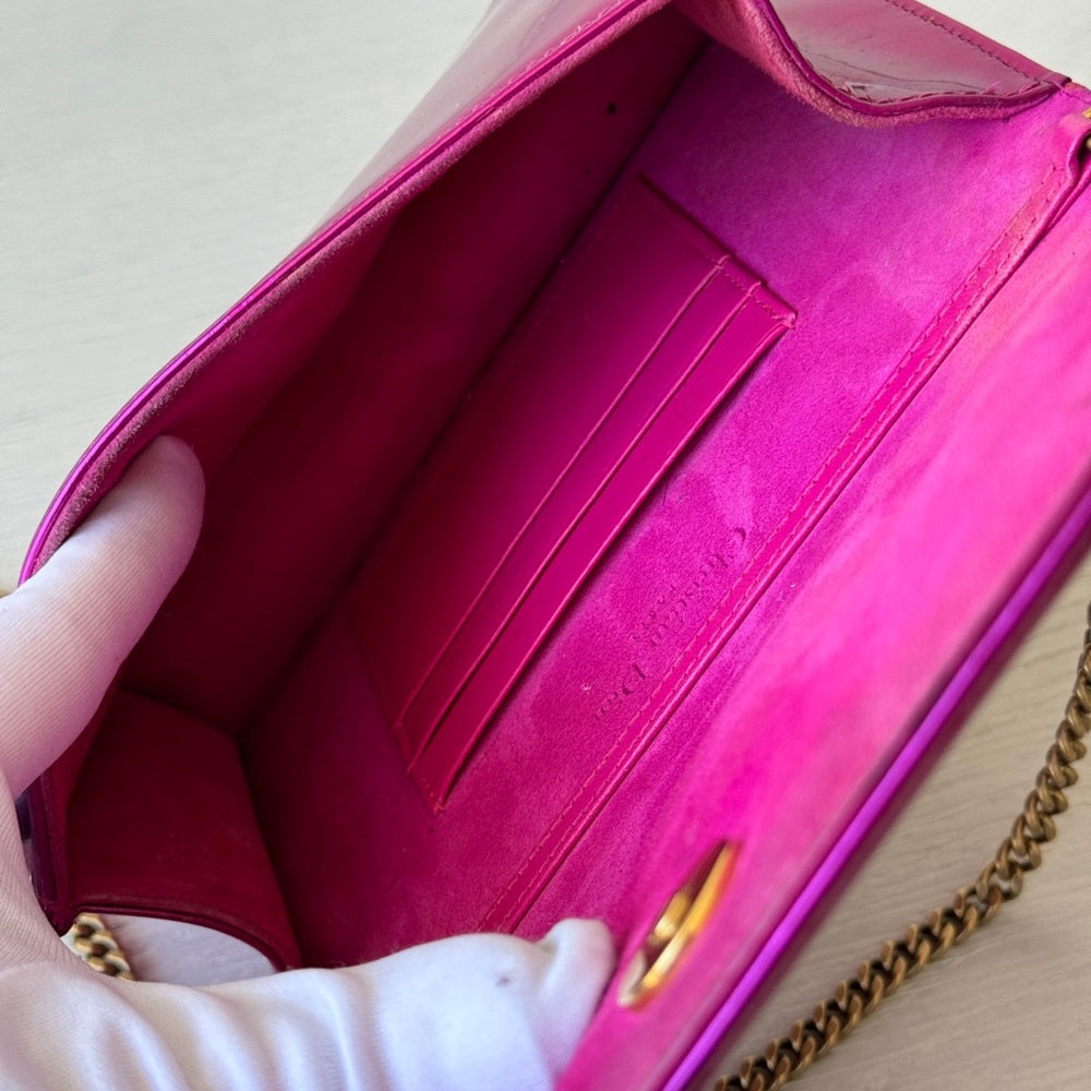 Dior Patent Studded Diorama Top Handle Bag Pink