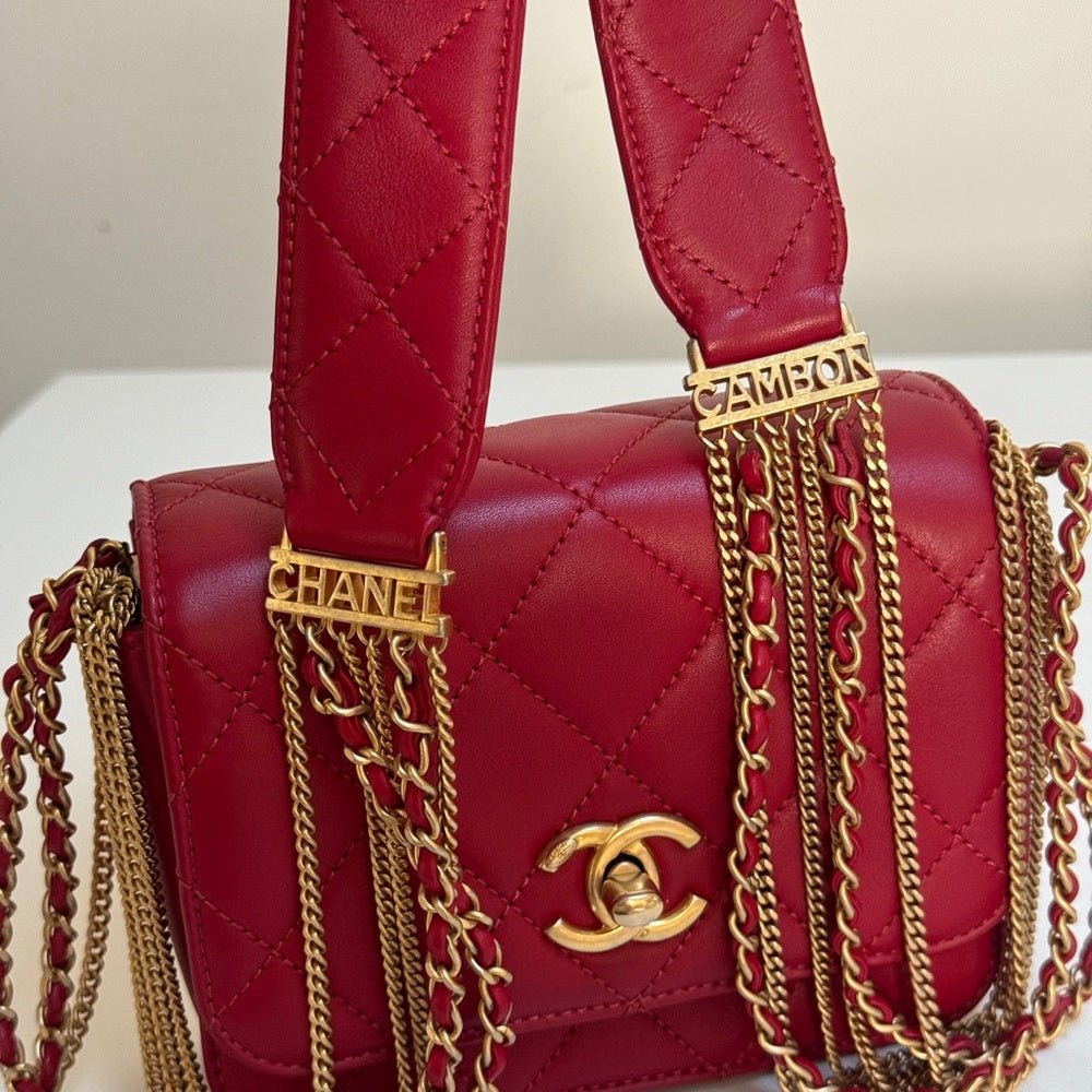Chanel Cambon Mini Red Lambskin Flap Bag