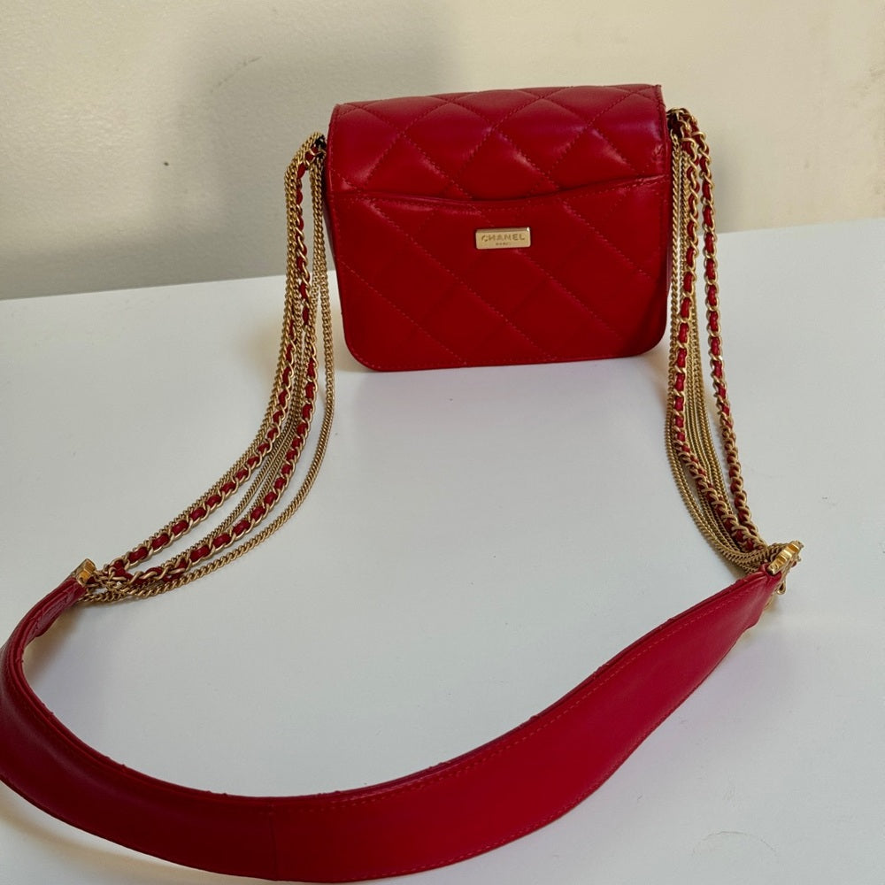 Chanel Cambon Mini Red Lambskin Flap Bag