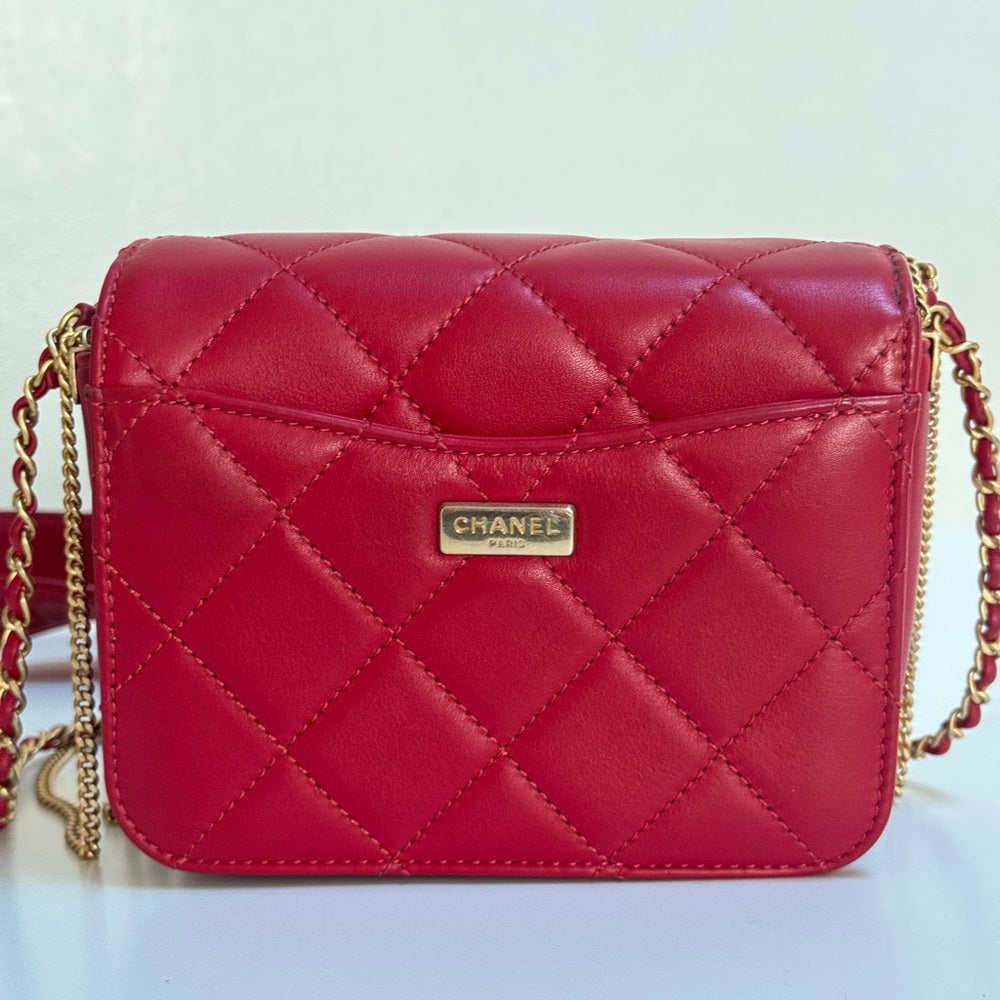 Chanel Cambon Mini Red Lambskin Flap Bag