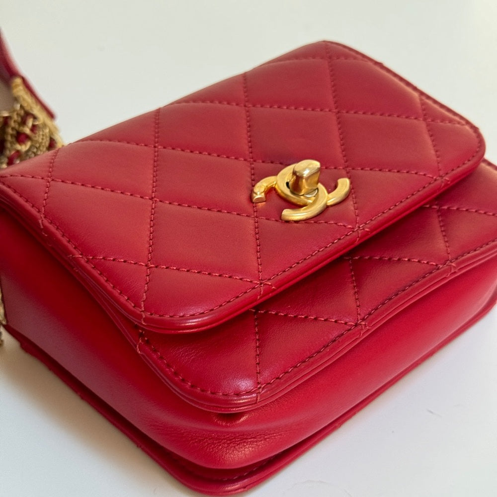 Chanel Cambon Mini Red Lambskin Flap Bag