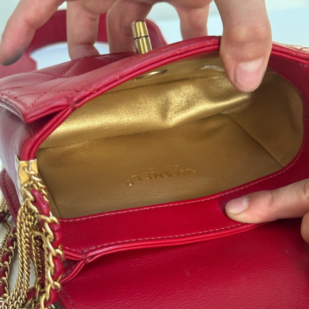 Chanel Cambon Mini Red Lambskin Flap Bag