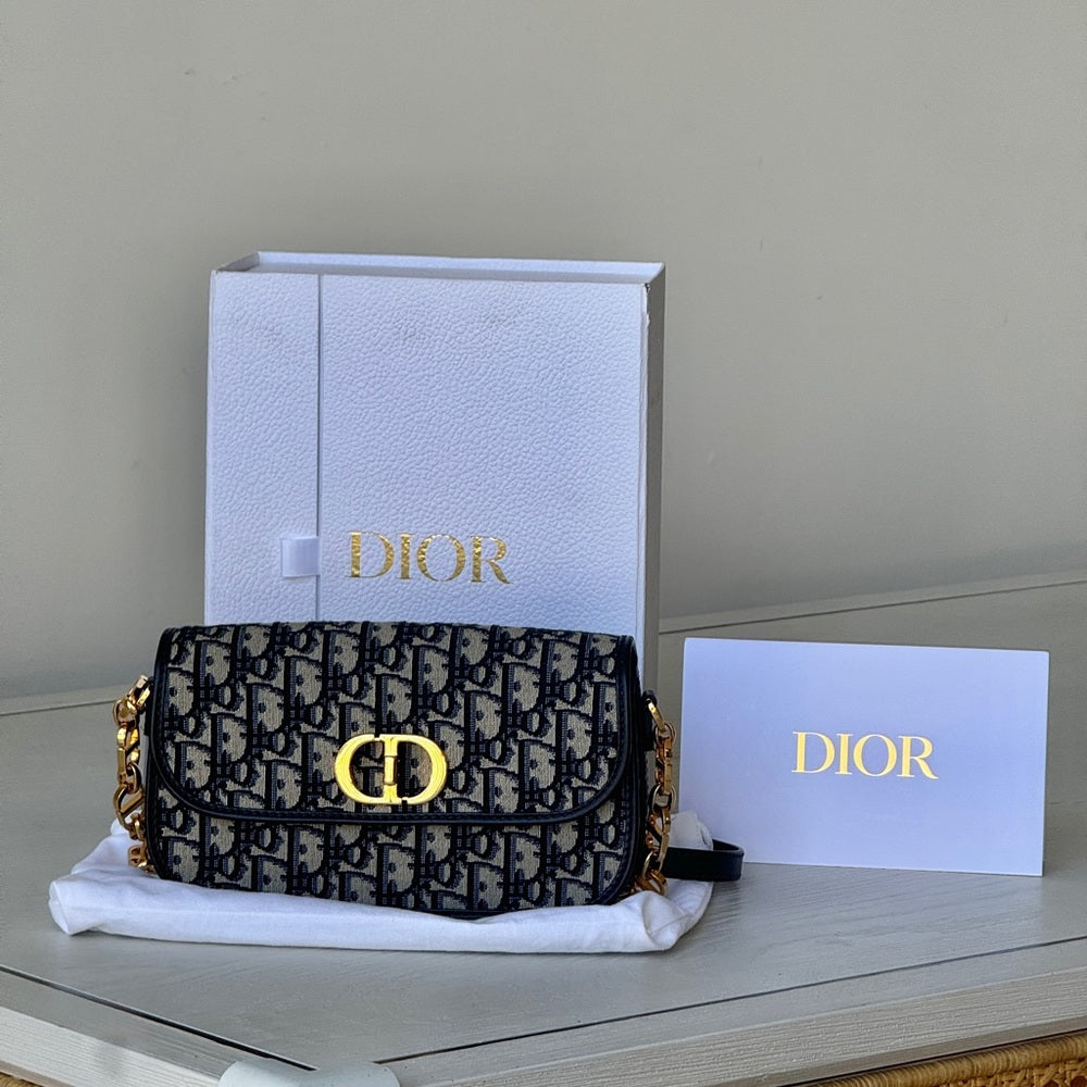Christian Dior Oblique 30 Montaigne Avenue Small Shoulder Bag Canvas