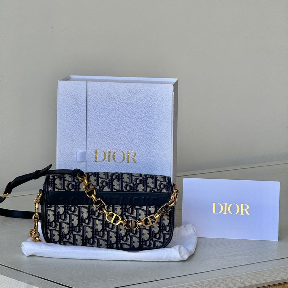 Christian Dior Oblique 30 Montaigne Avenue Small Shoulder Bag Canvas