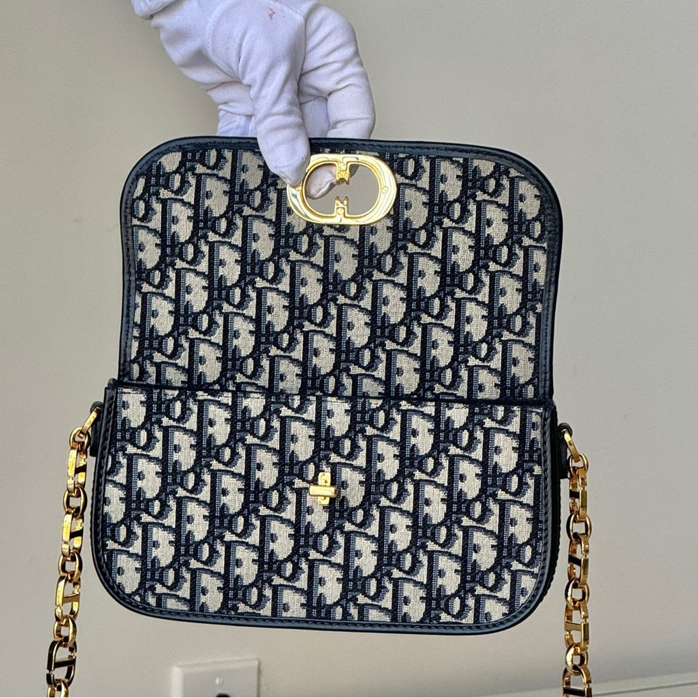 Christian Dior Oblique 30 Montaigne Avenue Small Shoulder Bag Canvas
