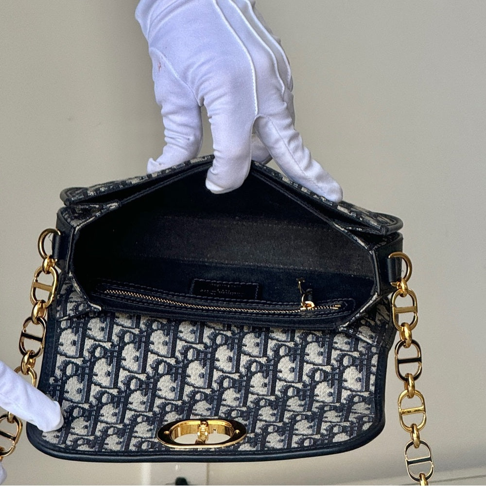 Christian Dior Oblique 30 Montaigne Avenue Small Shoulder Bag Canvas