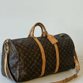 Louis Vuitton Keepall Bandouliere 55 Monogram Brown Canvas Duffle Bag