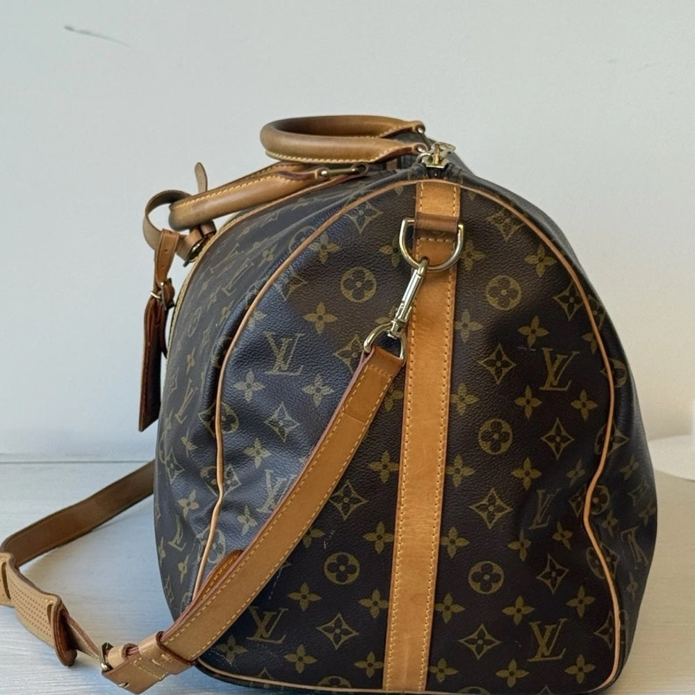 Louis Vuitton Keepall Bandouliere 55 Monogram Brown Canvas Duffle Bag