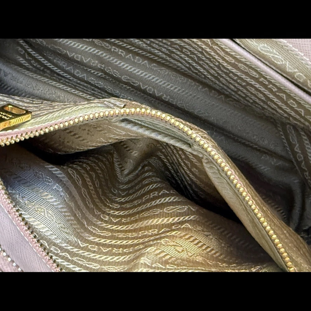 PRADA Galleria Saffiano Medium Double Zip Tote Cammeo Bag Pink