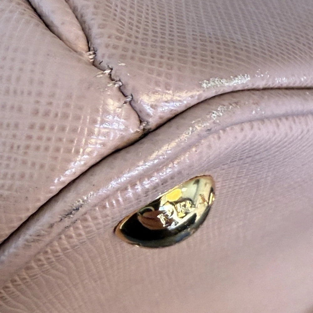 PRADA Galleria Saffiano Medium Double Zip Tote Cammeo Bag Pink