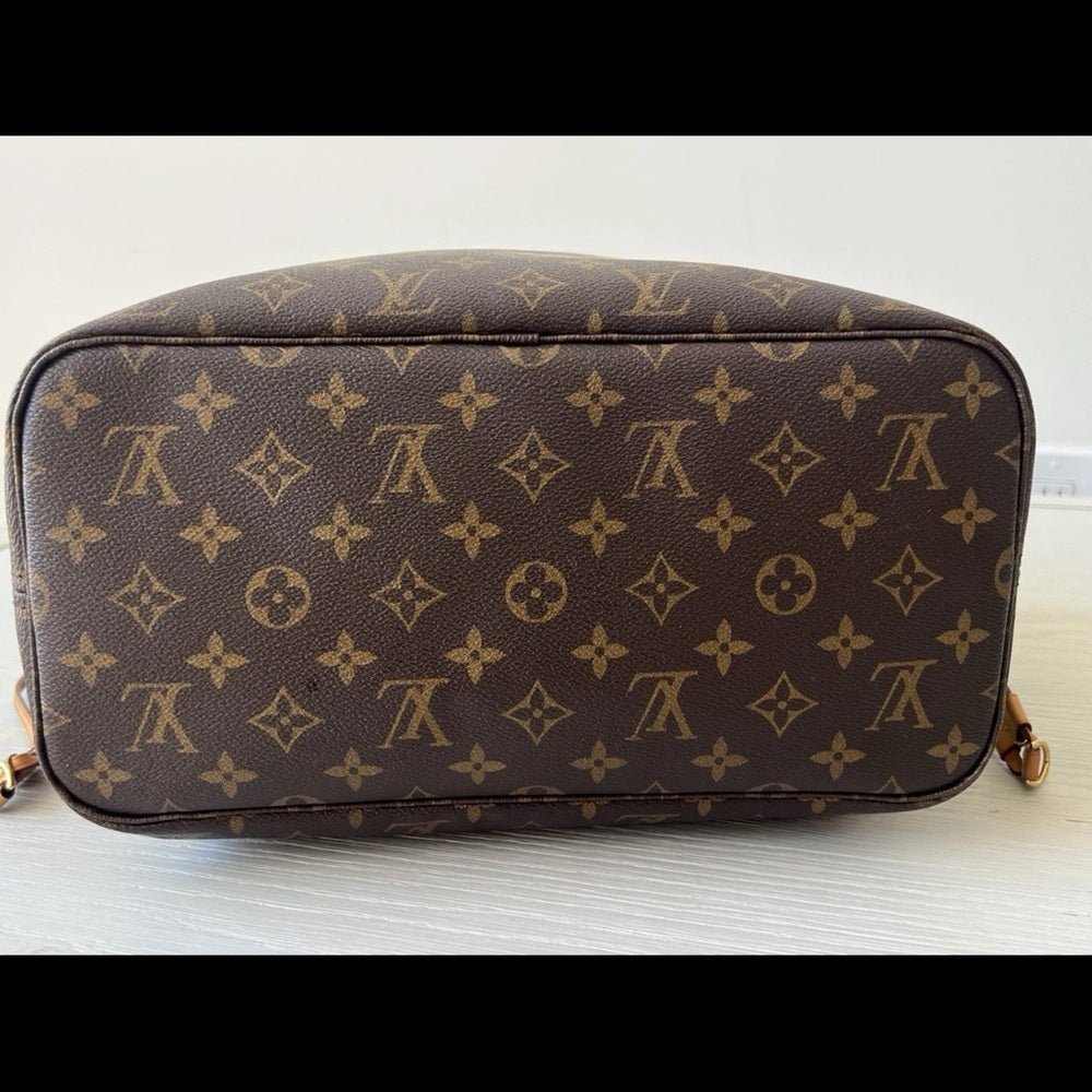 LOUIS VUITTON Neverfull MM Brown Monogram Canvas Leather Tote Bag