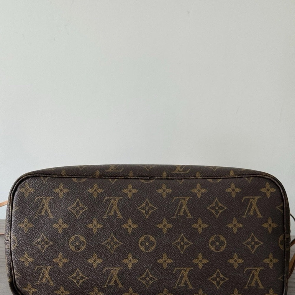 LOUIS VUITTON Neverfull MM Brown Monogram Canvas Leather Tote Bag