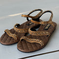 CHANEL Quilted Leather & Gold Chain Strappy Flat Sandals 37