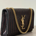 Saint Laurent Kate Striped Chain Shoulder Bag Small