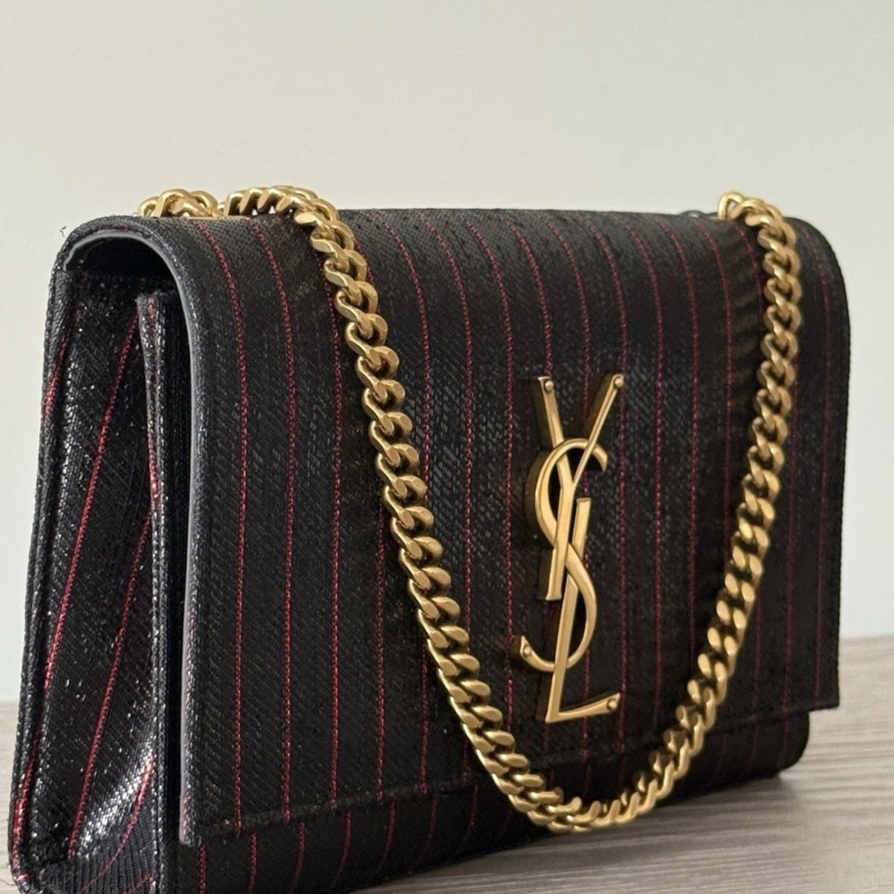 Saint Laurent Kate Striped Chain Shoulder Bag Small