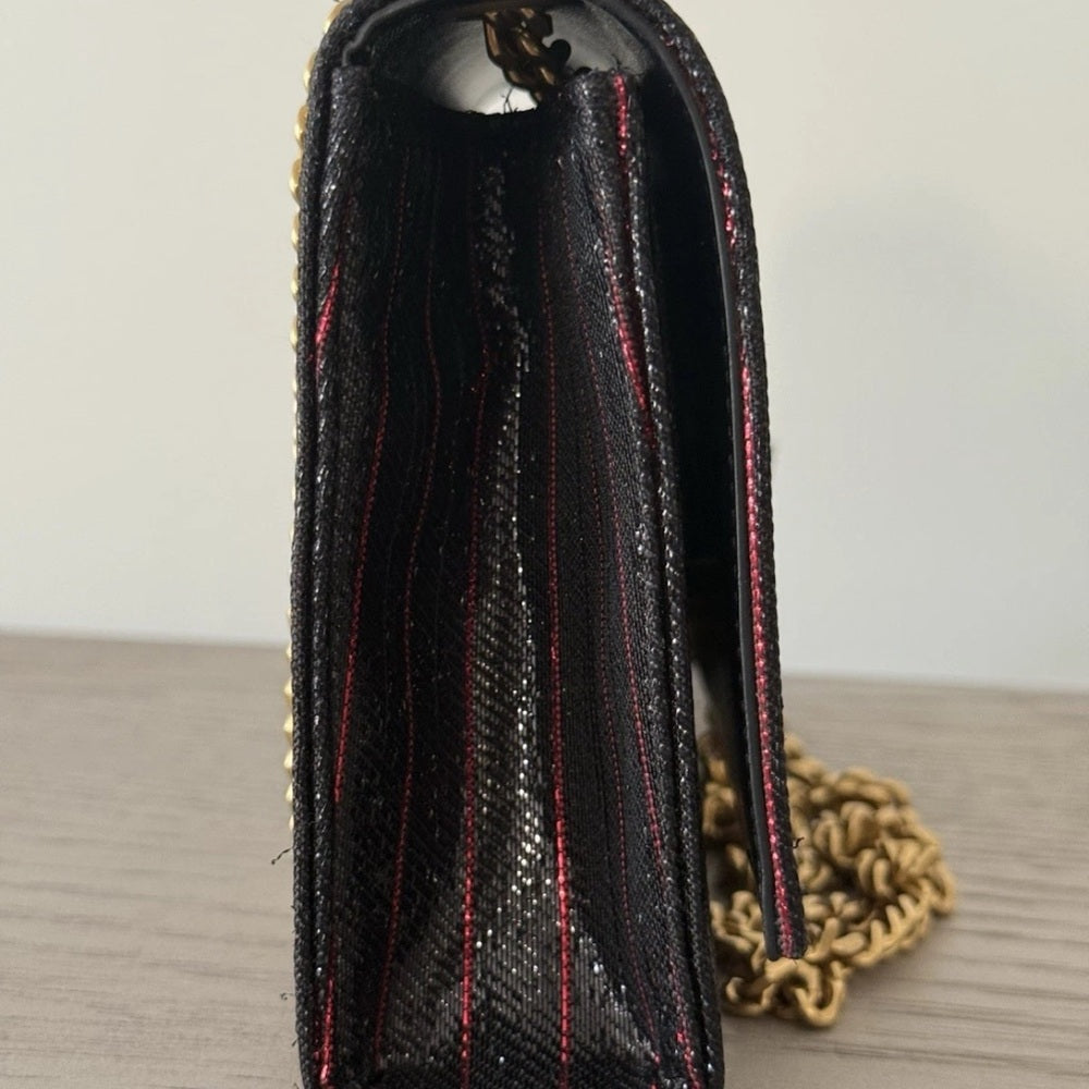 Saint Laurent Kate Striped Chain Shoulder Bag Small